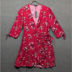 New Cotton On Wrap Dress Womens Medium Floral Ruffle Flirty Feminine Cute Prep